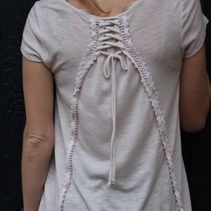 Knox Rose Cream Top with Lace-up Back - Size Small